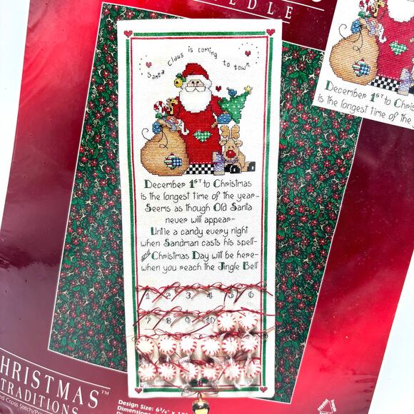 Vintage Advent Calendar Counted Cross Stitch Kit Santa Claus Christmas Countdown - Picture 1 of 6